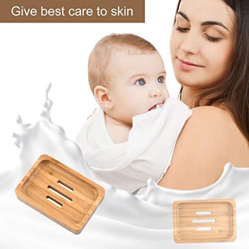 Gurkkst 2 PACK Natural Wooden Bamboo Soap Dish Storage Holder Soap Holder for Bathroom Shower Soap Dish Container Hand Craft for Soap,Sponges and More