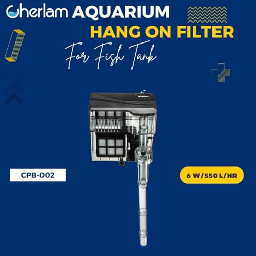 Image of Cherlam 6 Watts Ultra Quiet Premium Hang On Back Filter, Suitable For 2.5 Feet Tank For Planted Aquarium Fish Tank With Surface Skimmer By Petzlifeworld