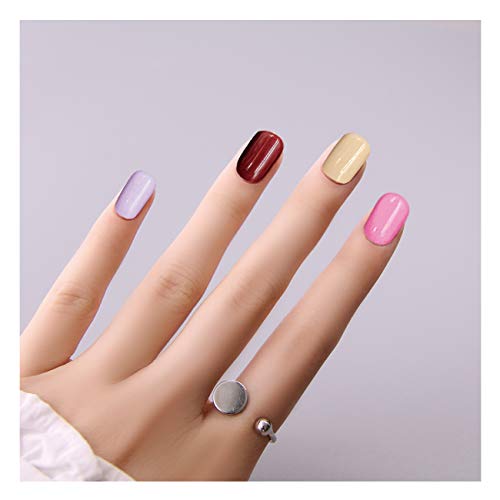120Pcs Short Fake Nails Colorful Acrylic Full Cover Nails Press on Short Natural False Nails 5 Colors