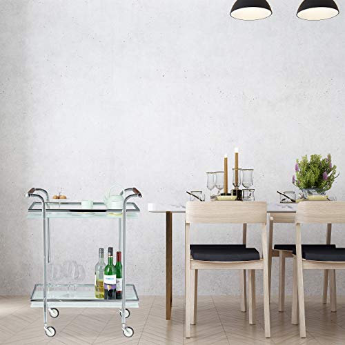 Carrito de servicio para cenas elegantes en salón con cristal esmerilado 4