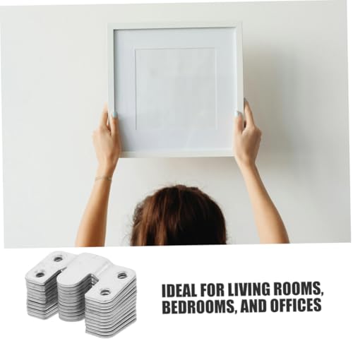 Image of UKCOCO 20pcs Heavy Duty Photo Frame Hook Picture Frames Mirror Hangers of Metal Wall Mounting Interlocking Brackets Heavy Duty Mounting Clips Frame Hanging Hardware Silver Stainless Steel