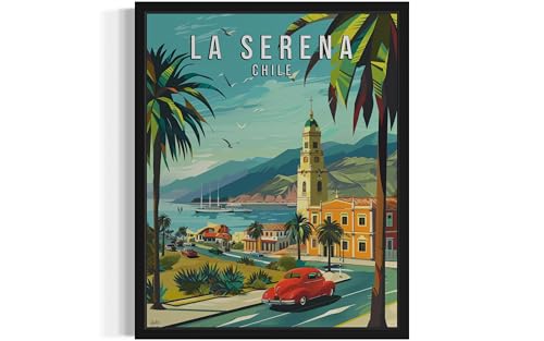 La Serena Chile Unframed Wall Art Poster Print, South America Landscape Retro Decor Travel Poster Vintage Artwork Painting Living Room and Bathroom Gallery A5 (La Serena Chile, 14"L x 11"W, Unframed)