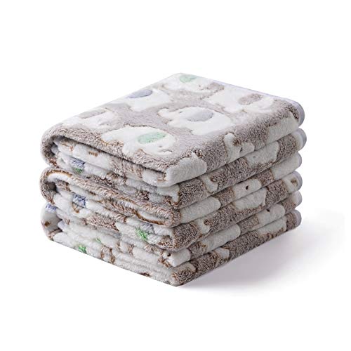 luciphia 1 Pack 3 Blankets Super Soft Cute Dot Pattern Pet Blanket Flannel Throw for Dog Puppy Cat Blue/Purple/Grey Large