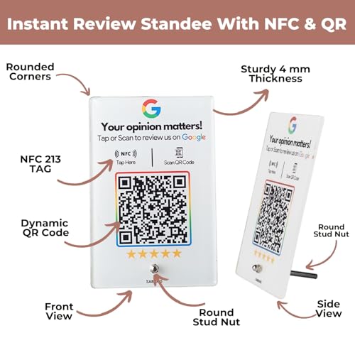 Image of Review NFC Standee with QR Code | 4 Inches x 6 Inches