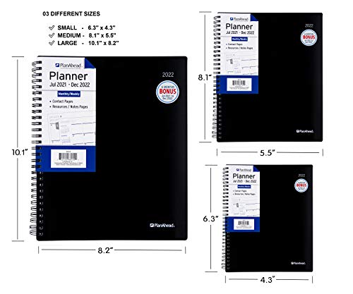Planahead 2023-2024 Planner - Academic Weekly & Monthly Planner, 8.1" X 5.5" (Medium), Jul 2023-Dec 2024, Flexible Cover,18 Monthly Tabs,21 Notes Pages, Twin-Wire Binding (Black 23-24) #TOP4