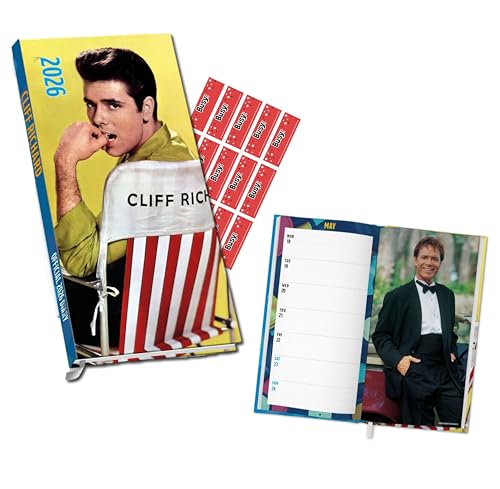 Cliff Richard Diary 2026 Slim Pocket Diary Calendar with FREE Organising Stickers Included