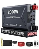 BESTEK 2000W Car Power Inverter, DC 12V to 110V AC Converter Car Outlet Adapter with USB-C PD30W QC18W Cigarette Lighter Plug, 3 AC Charger Outlets and Dual USB Ports for RV Road Trips