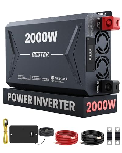 Image of BESTEK 2000W Car Power Inverter, DC 12V to 110V AC Converter Car Outlet Adapter with USB-C PD30W QC18W Cigarette Lighter Plug, 3 AC Charger Outlets and Dual USB Ports for RV Road Trips