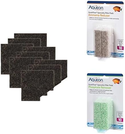 Aqueon Aquarium Fish Tank EcoRenew Filter Cartridge, Medium 9 Pack with Ammonia Reducer 4 Pack Filter Pads and Phosphate Remover 4 Pack Filter Pads Bundle