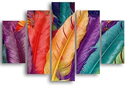 Homemania HM205MDF167 5-Piece Picture Le Monde de la Couleur - Nature - Living Room - Multi-Coloured MDF - 95 x 0.3 x 60 cm