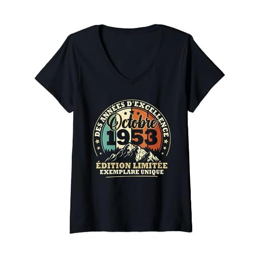 Cumpleaños octubre de 1953 Regalo vintage Hombres Mujeres Camiseta Cuello V