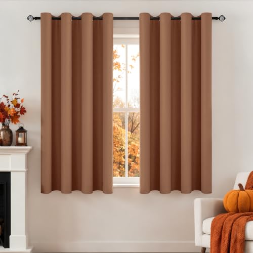 Image of MIULEE Sun Baked Blackout Bedroom Curtains Drapes 72 Inch Long 52 inchx72 inch | Grommet Top, Room Darkening Window Drapes, Privacy Protection, Thermal Insulated, Heat Blocking, Light Blocking