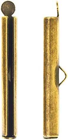 Nunn Design Ribbon Cord Ends, Barrel 33.5mm, 2 Pieces, Antiqued Gold