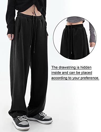 Feoya Girls Casual Oversized Jogging Sweatpants With Pockets Elastic Drawstring Pants Athletic Sport Pants For Outdoor Black Xl #TOP2
