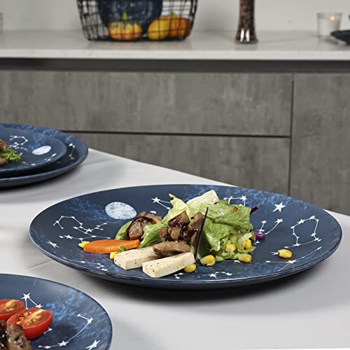 12 Piece Melamine Dinnerware Sets For 4 - Starry Pattern Camping Dishes Set For Indoor And Outdoor Use, Dishwasher Safe Plates And Bowls Sets, Dark Blue #TOP6