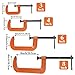 WILLBOND 4 Pcs C Clamps Set 3'' 4'' 6'' 8'' Small Steel Versatile Heavy Duty Welding Clamps Set Jaw Opening Sliding T Bar Handle for DIY Carpentry Caliper Woodworking Welding Building(Orange)