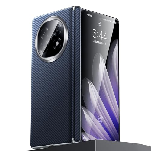 For Oppo Find N6 �p���C�P�[�X�A�����h�~�q���W�d�b�o�b�N�J�o�[�A�N���V�b�N�ȃJ�[�{���t�@�C�o�[�e�N�X�`�����U�[�ی�V�F��(Blue)