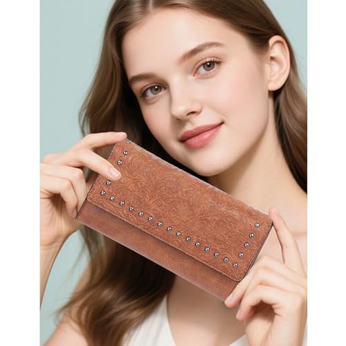 Image of FALAN MULE Wallets for Women Trifold Wristlet Wallets Large Capacity RFID Blocking Ladies Purse Credit Card Holder