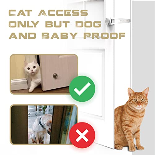 Hmyl Easy Adjustable Cat Door Holder Latch, Extra Easy Way For Dog Proof Litter Box For Cats, Hold Door Open Seven Size From 1.5" Up To 6", No Pinch Tail Design, White, 2 Packs #TOP1
