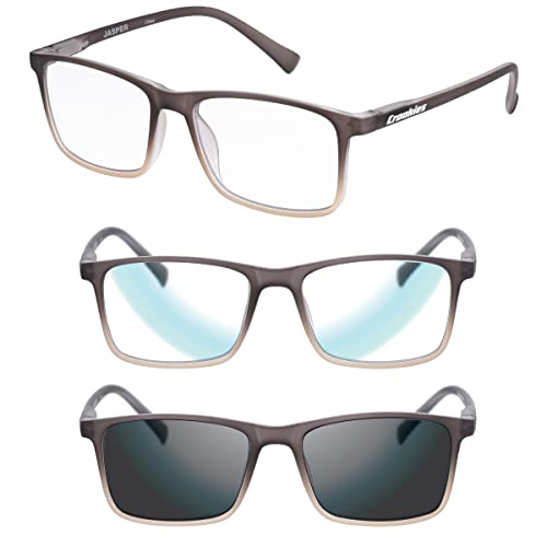 Croakies Jasper Photochromic Progressive Eyewear | UV400 Sunglass for Outdoor | Bluelight Eyeglass for HEV Devices | Bundle