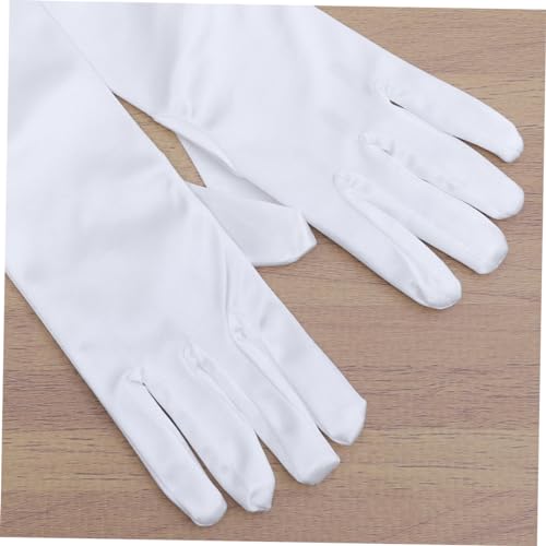 1pair Satin Wedding Flower Girl Gloves Decor Elegant Gloves for Evening Party White2