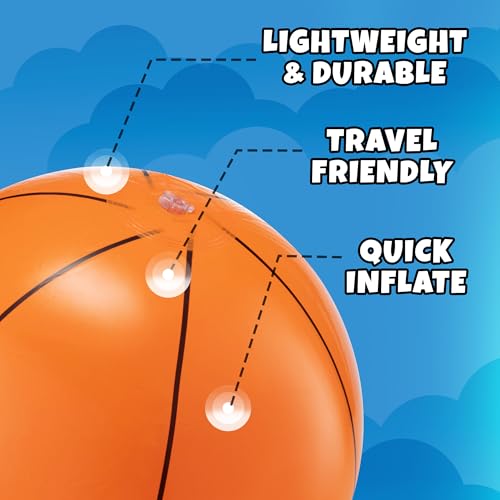 KiddieLoot Inflatable Basketball Beach Balls (6 Pack) - 16-Inch Durable Beach Balls for Kids, Summer Pool Toys, Basketball Party Favors, Sports Theme Decorations, Giveaways - Thumbnail 7