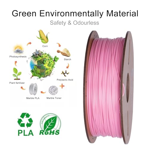 Image of Kretrum Pink PLA 3D Printing Filament 1.75mm 1KG 2.2LBS Cardboard Spool 1.75mm PLA 3D Printer Filament Refills Suitable for Most FDM 3D Printer fits Bambu Creality FlashForge Anycubic ELEGOO etc. Pink