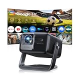 Proiettore 4K【Google TV, 1200 ANSI, 360° Rotazione, 30W HiFi】Videoproiettore HDR10 Auto Focus e 6D Keystone, WiFi Bluetooth, Proiettore Portatile Controllo Vocale, Projector Soffitto e Home Cinema