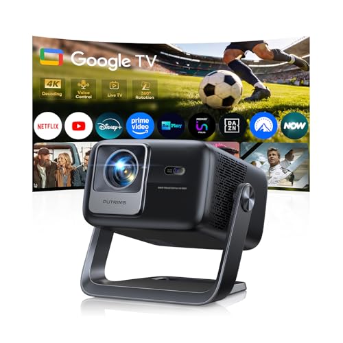 Proiettore 4K【Google TV, 1200 ANSI, 360° Rotazione, 30W HiFi】Videoproiettore HDR10 Auto Focus e 6D Keystone, WiFi Bluetooth, Proiettore Portatile Controllo Vocale, Projector Soffitto e Home Cinema