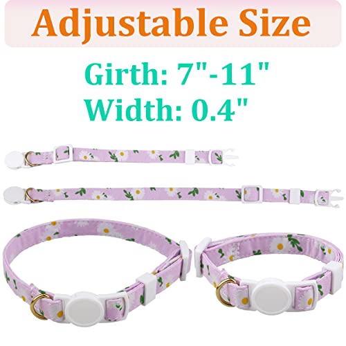 Aiwind 3 Pack Breakaway Cat Collars For Girl Boy Cats With Bell Daisy Pendant, Cute Kitten Puppy Rabbit Collars (E Pink Green Orange) #TOP4