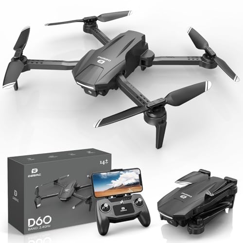 DEERC D60 Drone with Camera for Adults and Kids, 1080P HD FPV, Foldable RC Quadcopter with Gesture & Voice Control, Gravity Sensor, 22 Min Flight, Altitude Hold, Headless Mode, Beginner-Friendly Gift