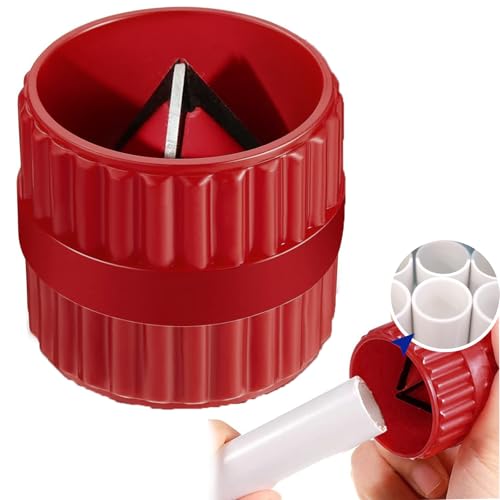 Entgrater Kunststoff Kupferrohr, Universal 2 in 1 Rohrentgrater Deburring Tool für Anfasen und Schleifen von Innen und Außen 5-38mm Kunststoffkörper Kupferrohren, Rot