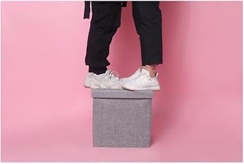 YURRO Small Stool Ottoman Storage Boxes Folding Step,Shoe Bench Seat,Toy Chest Footrest Cube for Sundries Storage Box-Cube Storage Unit with Lid