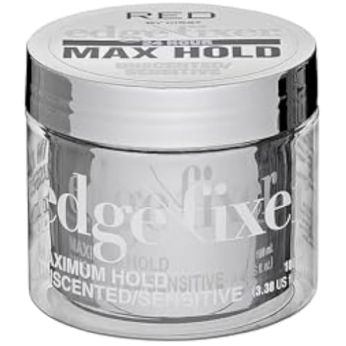 Red by Kiss Edge Fixer 24 Hour Maximum Hold Edge Wax No Flaking Biotin B7 Infused Hair Gel 3.38 fl.oz (Unscented)
