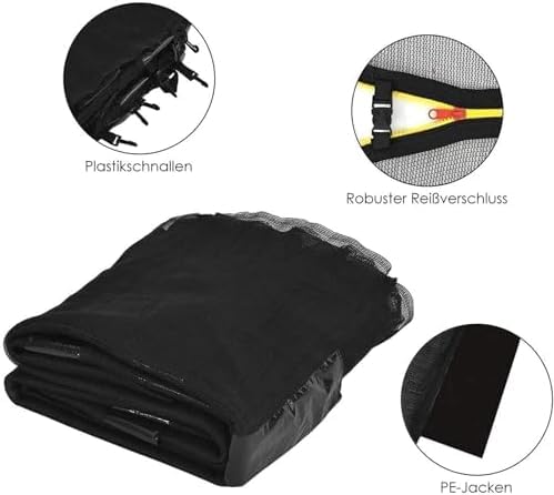 Rete di sicurezza premium resistente ai raggi UV per trampolini rotondi (4/4, 6/6, 8/10, 12/13, 14/4,8 m) – altezza 120 cm, 6 pali, resistente rete da giardino grigia