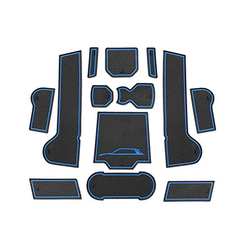 CDEFG T-ROC 2019 2020 Auto Innere Türschlitz rutschfest Anti-Staub Becherhalter Matte Arm Box Aufbewahrung Pads (Blau)