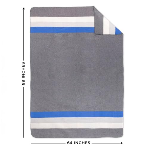 Image of Arcturus Rainier Wool Blanket - 4.5lbs Warm, Heavy, Washable, Large | Great for Camping, Outdoors, Survival & Emergency Kits (White Blue Gray)