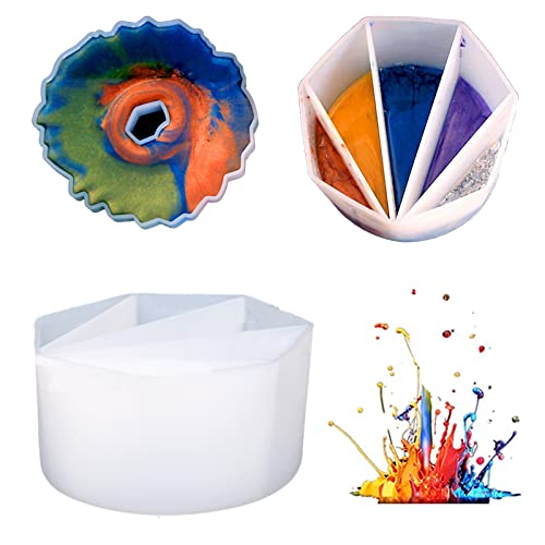 Gift2u 5 Channels Silicone Pouring Split Cup, 240ml/8.5oz Acrylic Paint Pour Split Cup, Reusable Paint Pouring Supplies Cups for DIY Making Crafts