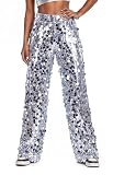 Nawgut Women's Sequin Wide Leg Pants High Waisted Glitter Palazzo Trousers Cocktail Party Disco Night Out...