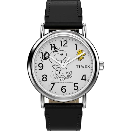 Timex Unisex Peanuts Weekender 38mm Watch - Black Strap White Dial Silver-Tone Case