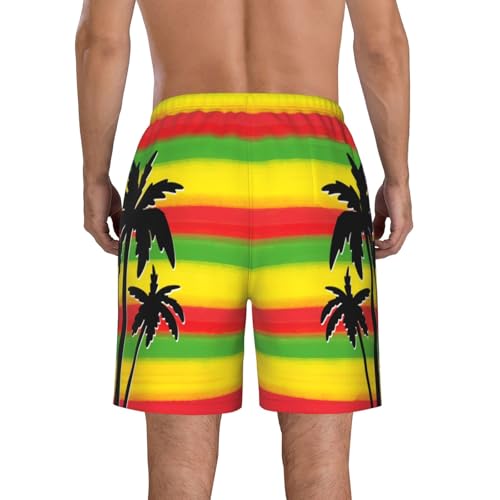 Jamaica Flag Tropical Men's Beach Shorts Quick Dry Swim Shorts with Pockets Hawaii Board Trunks2