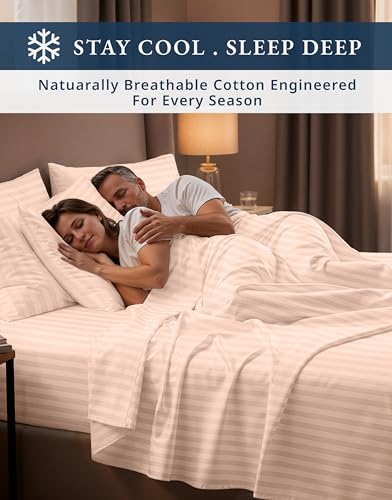 Image of LANE LINEN Brown Sheets King 100% Egyptian Cotton Sateen - Veiled Rose | King Top Sheets Only - 4-Piece Set, For A Luxurious Night's Sleep, For Guests And Everyday Use, Guest-Ready Comfort