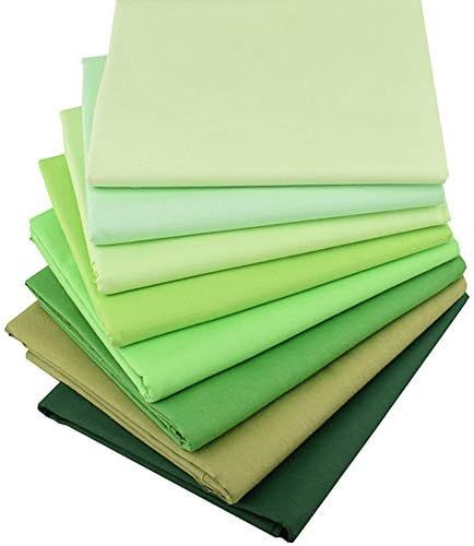 Hanjunzhao Green Solids Fat Quarters Fabric Bundles, Precut Quilting Sewing Fabric, 18 x 22 inches