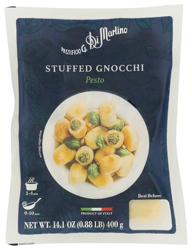 Pastificio Di Martino - Stuffed Gnocchi Pesto 16oz, 1 Pack, Authentic Italian Potato Gnocchi Filled with Spinach, Basil, Pecorino Romano & Ricotta Cheese – 100% Made in Italy, Non-GMO