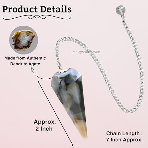 Image of Certified Dendrite Agate Pendulum Dowsing Tool - Natural Crystal Pendulum for Spiritual Guidance - Premium Dowser Pendulum for Accurate Divination and Energy Healing - Perfect for Energy Healing and Chakra Balancing - Handcrafted with Precision and Elegance