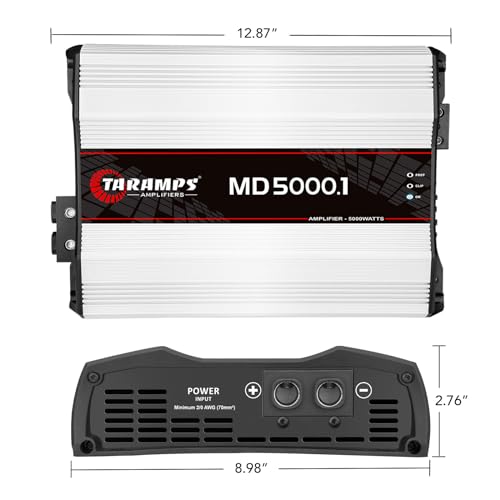 Taramps MD 5000.1 Amplifier 2 Ohms 5000 Watts RMS 1 Channel Full Range, Car Audio Monoblock, LED Monitor Indicator Class D, Great for Subwoofer, MD 5k