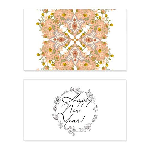 Tarjeta de felicitación de año nuevo floral, postal de año nuevo botánica