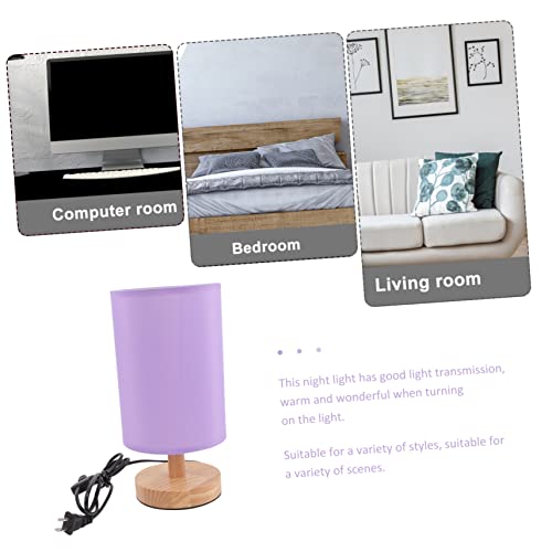 Lampe de chevet violette sans base en bois avec ampoule LED incluse