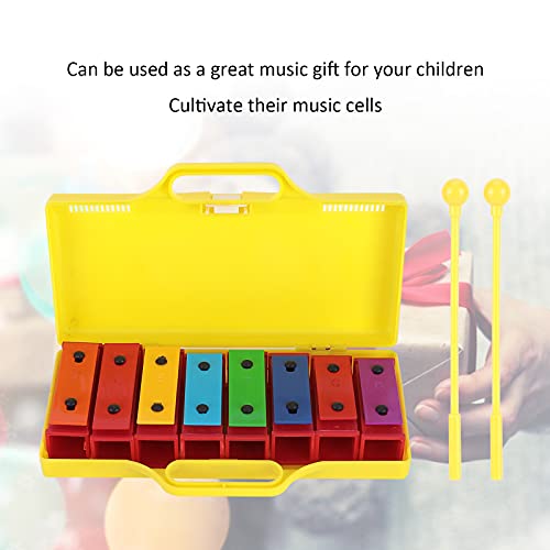 Glockenspiel infantil, xilofone de 8 notas, som agradável, profissional, com 2 baquetas para criança