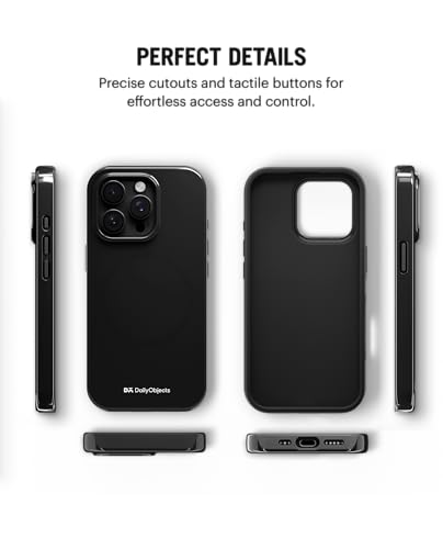 Image of DailyObjects Polycarbonate Enamel Bumper Magsafe Case for iPhone 14 Pro Max Compatible with Mag-Safe Wireless Charging | Black Hybrid Magnetic Back Cover